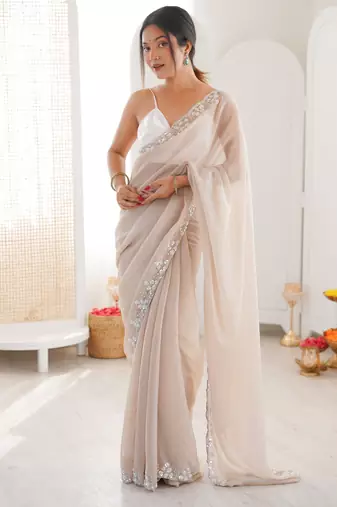 chiku color nc moss silk blend heavy work wedding special designer looks saree