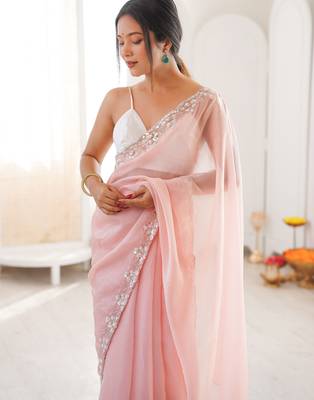 pink color nc moss silk blend heavy work wedding special designer looks saree 3