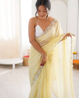 yellow color nc moss silk blend heavy work wedding special designer looks saree 3