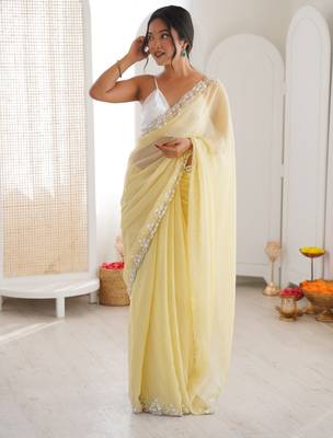 yellow color nc moss silk blend heavy work wedding special designer looks saree 5