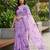 lavender color organza smart printed saree with embroidered blouse