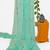 sea green color organza smart printed saree with embroidered blouse