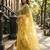 mustard color organza smart printed saree with embroidered blouse