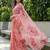 peach color organza smart printed saree with embroidered blouse