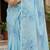 sky blue color organza smart printed saree with embroidered blouse