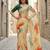 yellow color organza smart printed saree with embroidered blouse