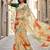 yellow color organza smart printed saree with embroidered blouse