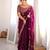 purple color fancy silk blend embroidered bollywood style partywear saree