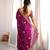 purple color fancy silk blend embroidered bollywood style partywear saree