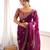 purple color fancy silk blend embroidered bollywood style partywear saree
