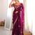 purple color fancy silk blend embroidered bollywood style partywear saree