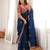 blue color fancy silk blend embroidered bollywood style partywear saree