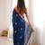 blue color fancy silk blend embroidered bollywood style partywear saree