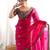 pink color fancy silk blend embroidered bollywood style partywear saree