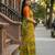 parrot green color assam silk blend designer printed fancy girlie festive rich saree
