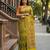 parrot green color assam silk blend designer printed fancy girlie festive rich saree