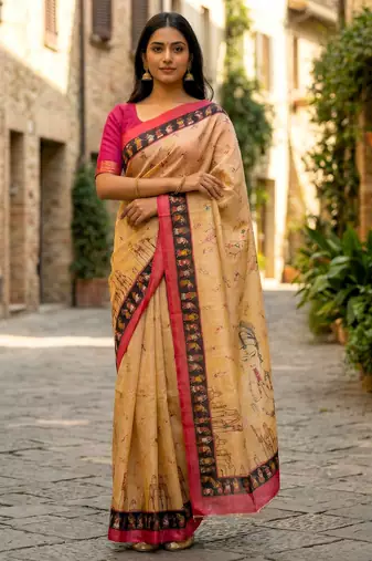 yellow color assam silk blend designer printed fancy girlie festive rich saree
