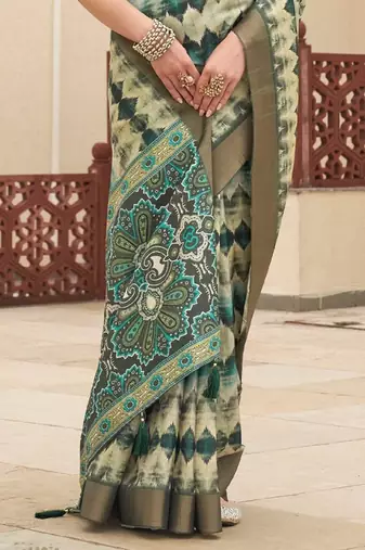 green color dola silk blend beautiful fancy ceremonial saree