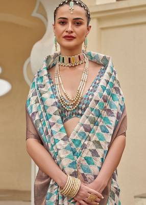 rama color dola silk blend beautiful fancy ceremonial saree 2