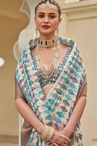 rama color dola silk blend beautiful fancy ceremonial saree