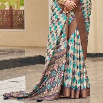 rama color dola silk blend beautiful fancy ceremonial saree 3