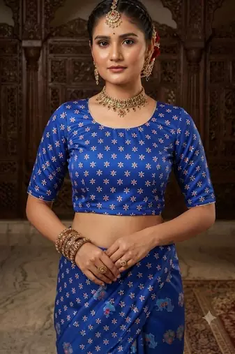blue color crepe  saree with smart digital print