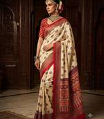 cream color crepe  saree with smart digital print