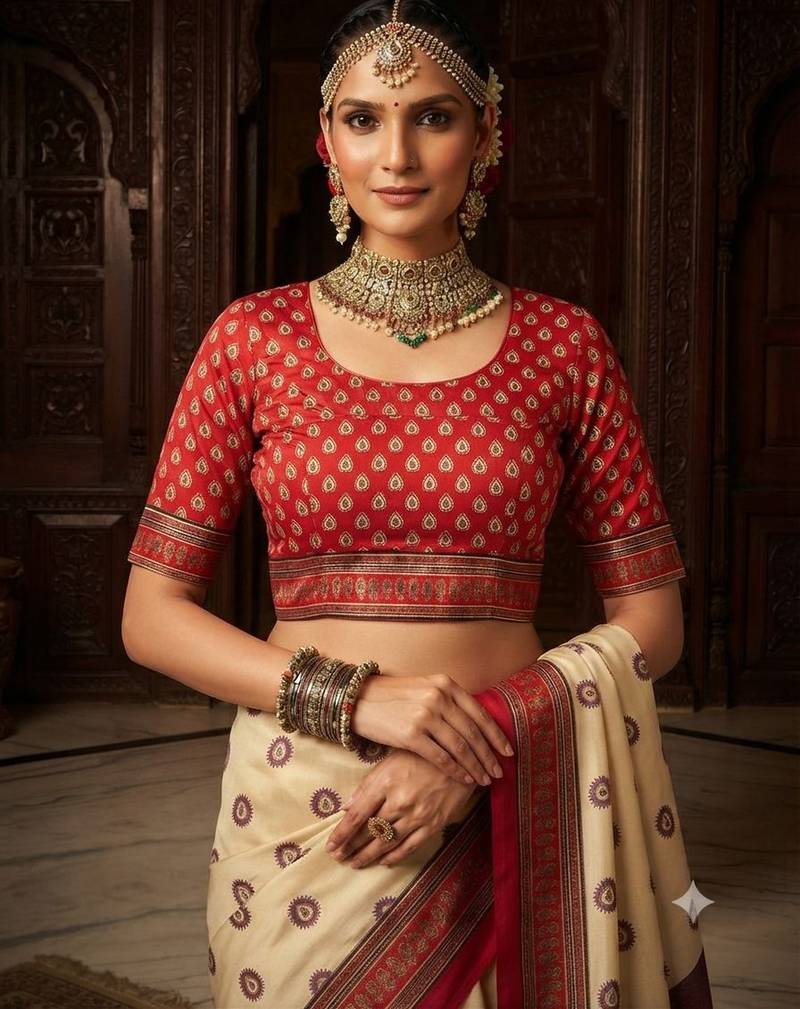 cream color crepe  saree with smart digital print