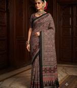 brown color crepe  saree with smart digital print