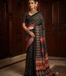 black color crepe  saree with smart digital print