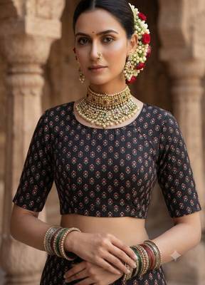 black color crepe  saree with smart digital print 4