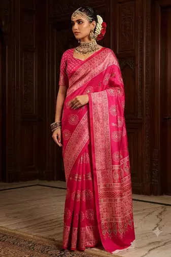 pink color crepe  saree with smart digital print