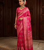 pink color crepe  saree with smart digital print