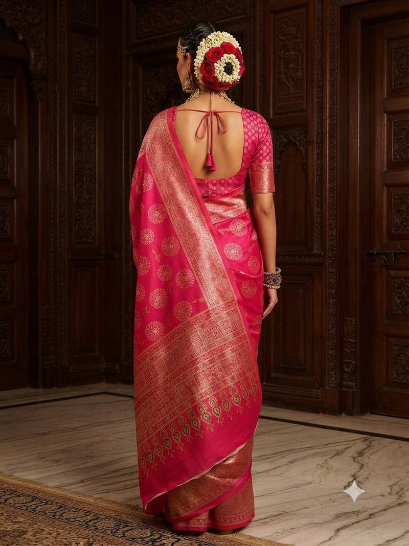pink color crepe  saree with smart digital print
