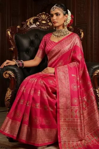 pink color crepe  saree with smart digital print