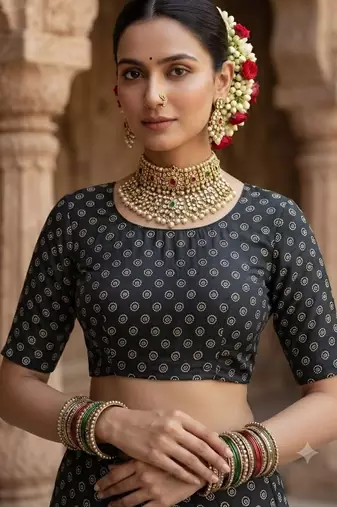 black color crepe  saree with smart digital print