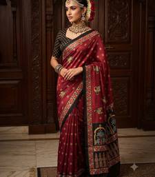 wine color crepe  saree with smart digital print