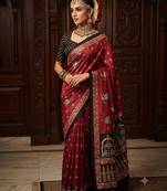 wine color crepe  saree with smart digital print