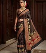 black color crepe  saree with smart digital print