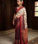 cream color crepe  saree with smart digital print