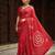 red color crepe  saree with smart digital print