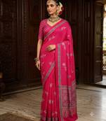 pink color crepe  saree with smart digital print