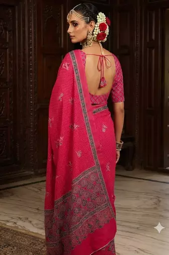 pink color crepe  saree with smart digital print