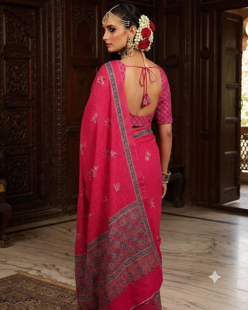 pink color crepe  saree with smart digital print