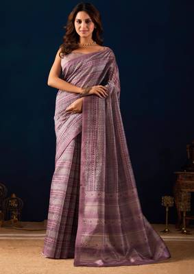 mauve color silk blend designer ready to wear saree 1