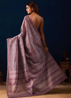 mauve color silk blend designer ready to wear saree 2