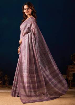 mauve color silk blend designer ready to wear saree 3