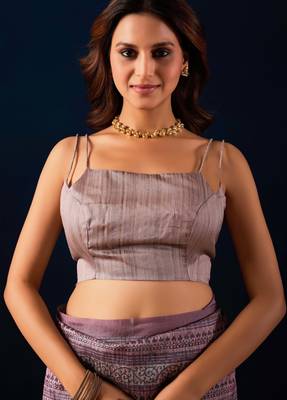 mauve color silk blend designer ready to wear saree 5