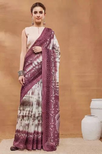 wine color silk blend designer ready to wear saree