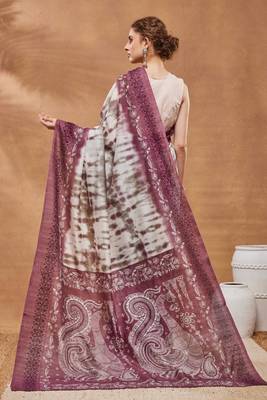 wine color silk blend designer ready to wear saree 2